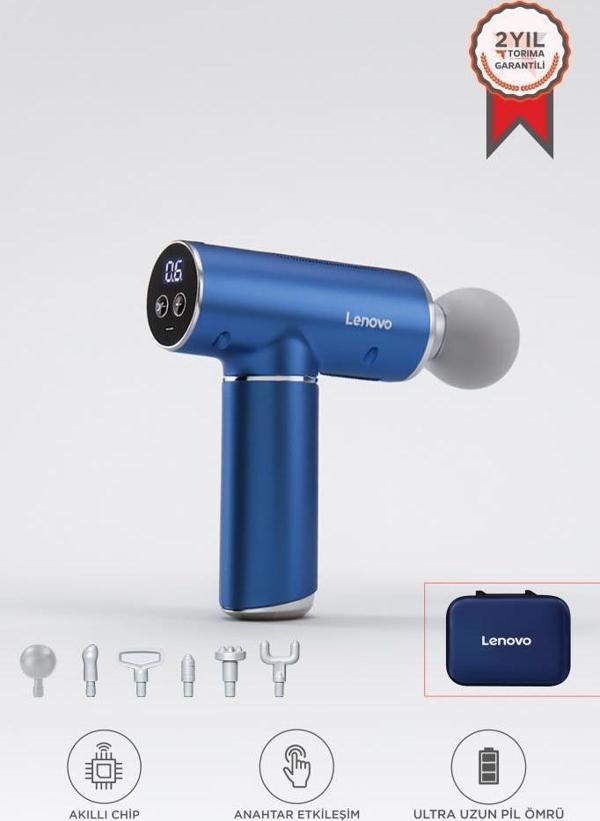 Lenovo N2 Mavi Darbeli Titreşimli Masaj Tabancası 1800MAH Şarjlı 6 Başlıklı Egzersiz Aleti - Image 1