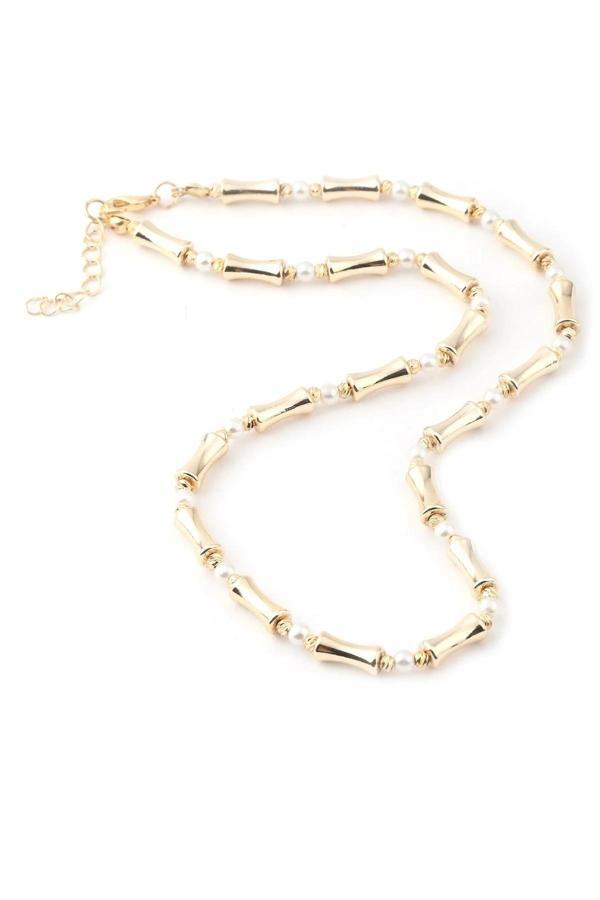 Vip İnci Taşlı Gold Renk Prinç Kadın Kolye - Image 1