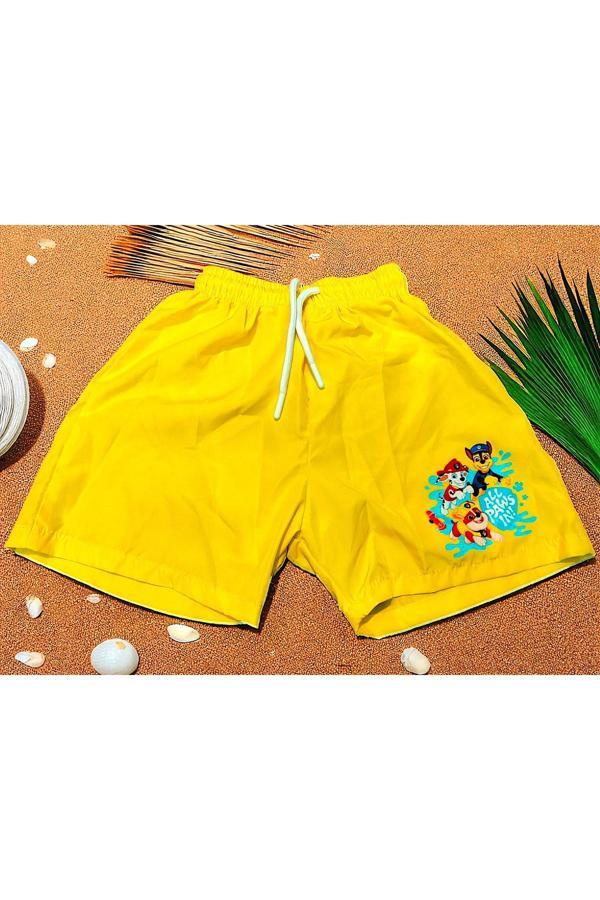 Milays Life Home Collection Milays Kids Erkek Çocuk Paw Petrol Baskılı Ağ Fileli Bağcıklı Şort - Image 1