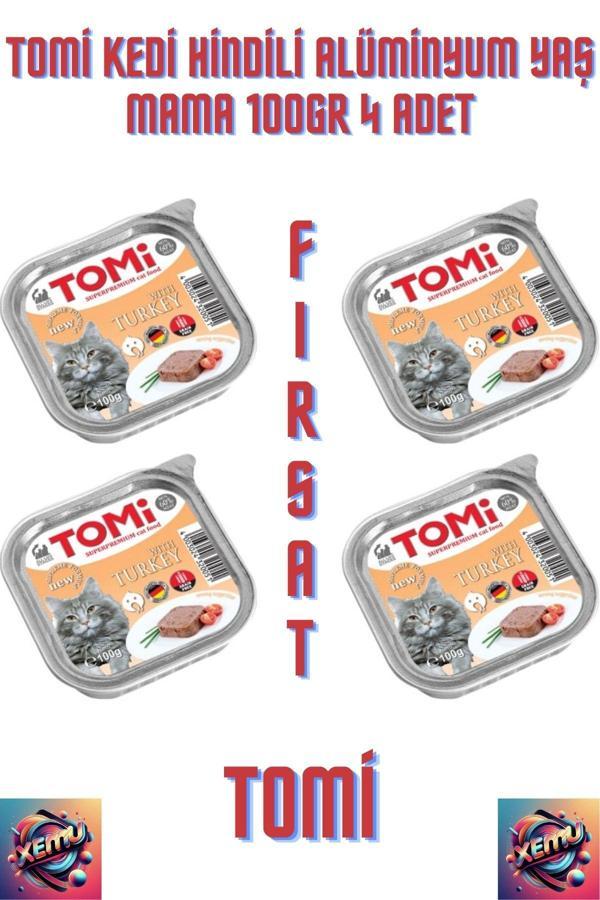 Tomi Kedi Hindili Alüminyum Yaş Mama 100gr 4 Adet. - Image 1