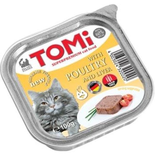 Tomi Kedi Kümes Hayvanı Ve Ciğerli Alüminyum Yaş Mama 100gr (pate) - Image 1