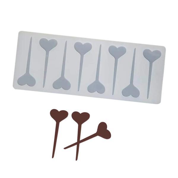 Silikon Kalp Şeklinde Kek Pasta Süsleme Çubuğu Kalıbı 8 Li - Image 1