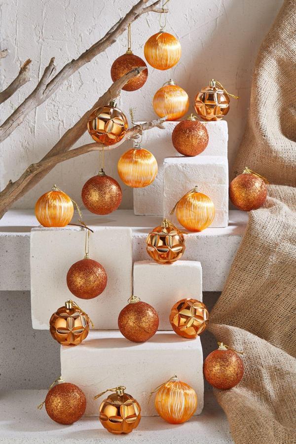 Premium Collection 24lü Luxury Turuncu Yılbaşı Süs Seti 6 cm - Image 1