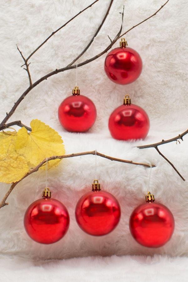 Cici Top Yılbaşı Çam Ağacı Süsü Kırmızı 8 Cm 6'Lı - Image 1