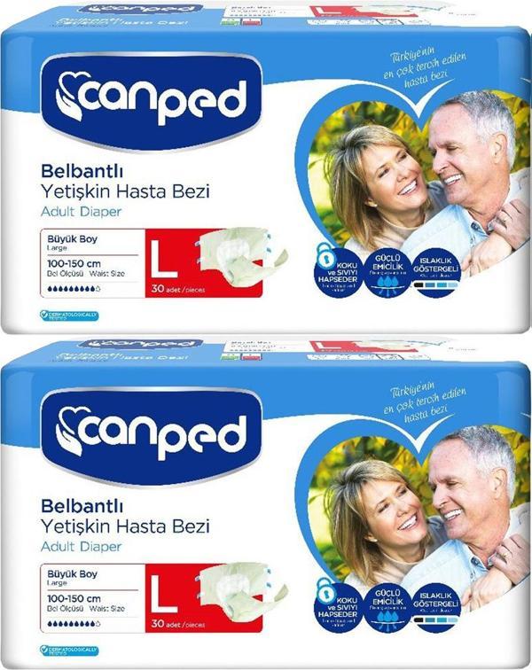Canped Hasta Bezi Yetişkin Bel Bantlı Polietilen L - Büyük - Large 60 Adet - Image 1