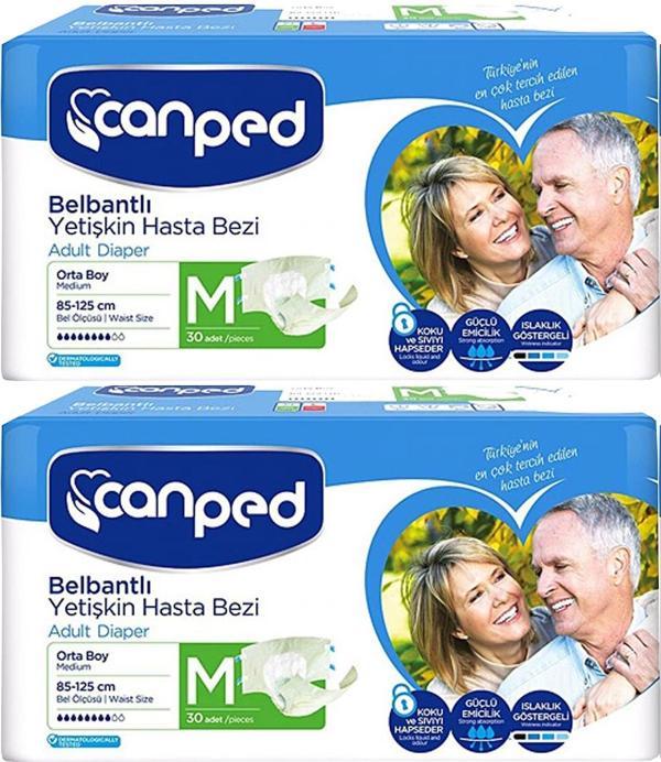 Canped Hasta Bezi Yetişkin Bel Bantlı Polietilen M - Orta - Medium 60 Adet - Image 1