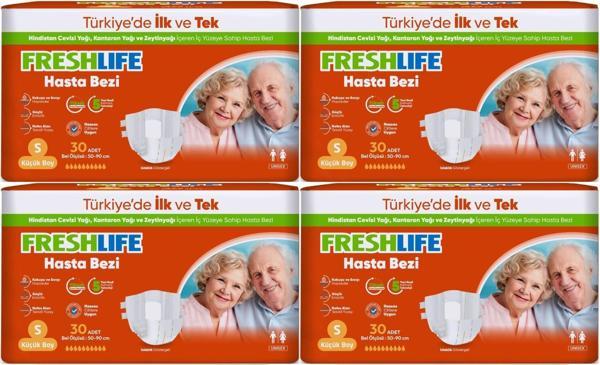 FreshLife Yetişkin Hasta Bezi Bel Bantlı S - Küçük - Small 120 Adet (4PK*30) - Image 1