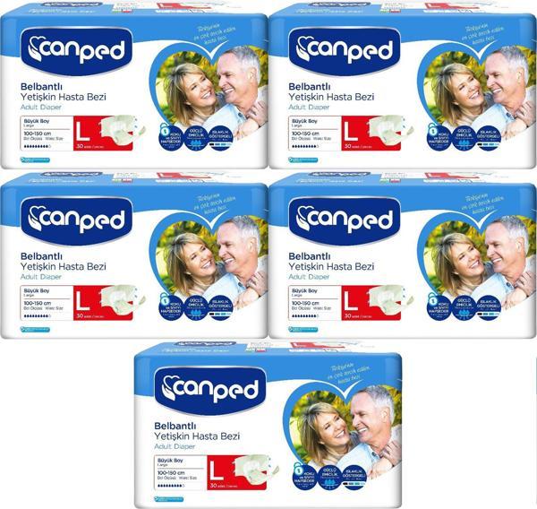 Canped Hasta Bezi Yetişkin Bel Bantlı Polietilen L - Büyük Boy 150 Adet - Image 1