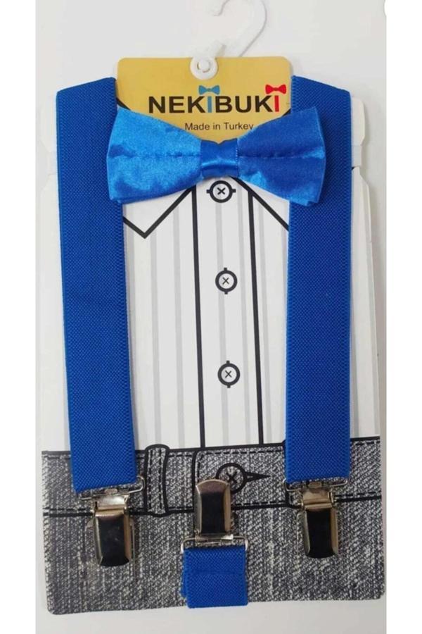Nekibuki Askı Papyon Takım Saks Mavisi 1-9 Yaş - Image 1