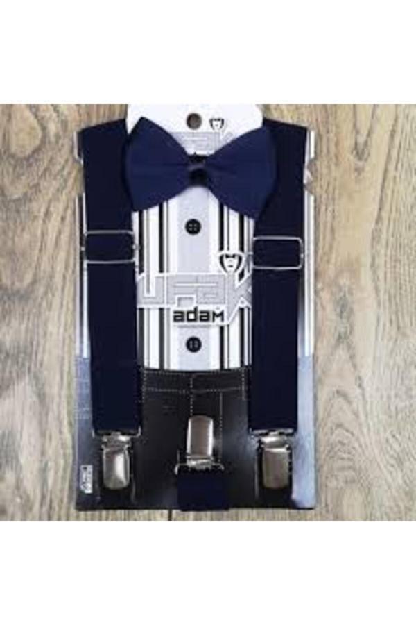 Ufak Adam Çocuk Papyon Askı Seti Pantolon Askısı Lacivert ( 1 - 6 Yaş Için Uygundur ) Lacivert S - Image 1