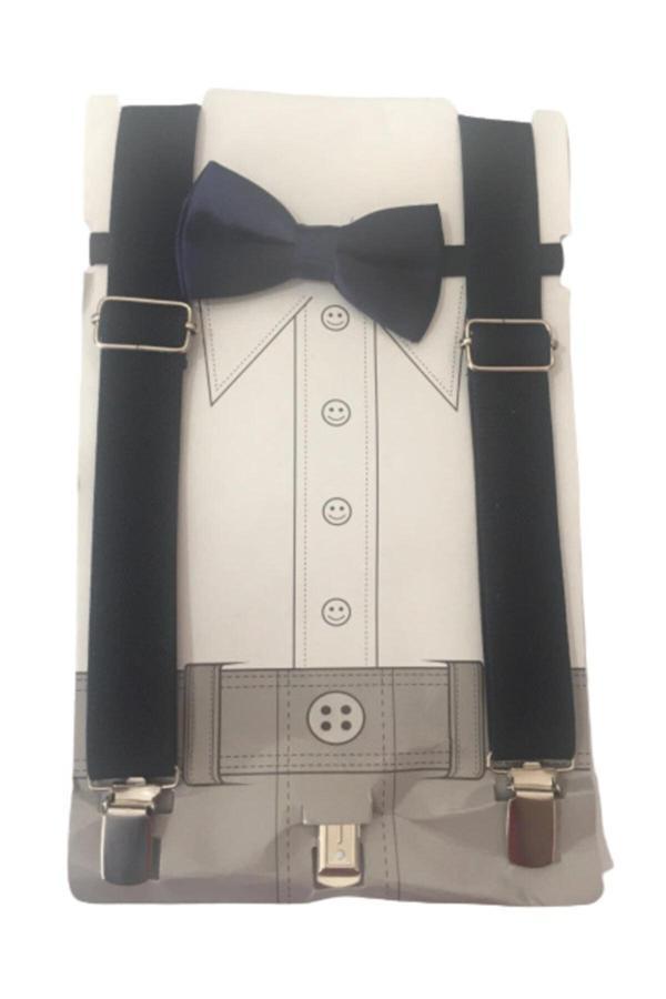 Nekibuki Erkek Çocuk Siyah Pantolon Askısı & Papyon Set Siyah Tek Ebat - Image 1