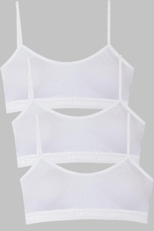 Bejamonti 3'Lü Genç Kız Pedli Ip Askı Yarım Atlet Büstiyer Beyaz L-Xl - Image 1