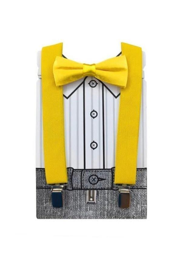Nekibuki 23 Nisan Sarı Pantolon Askısı Ve Papyon Takım 1-6 Yaş Sarı Tek Ebat - Image 1