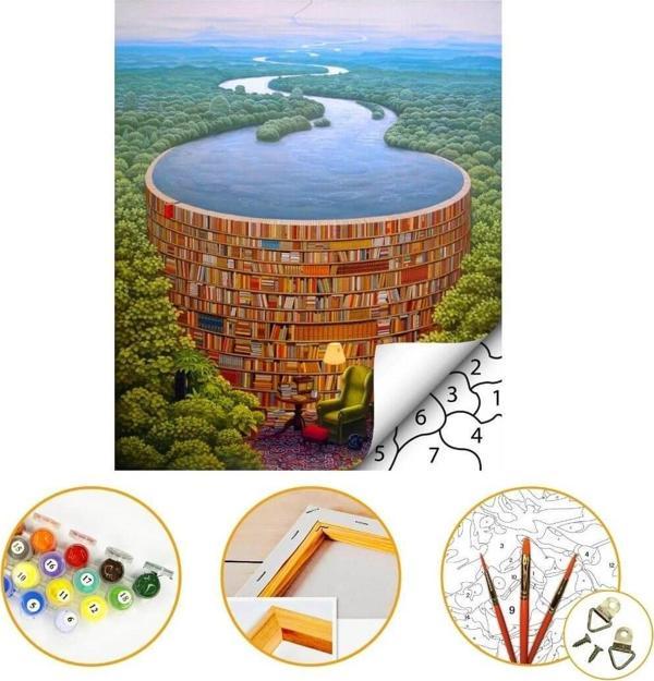 Kitap Deryası - Sayılarla Boyama Seti Kasnaklı 40x50cm Boyalar ve Fırçalar Dahil - Image 1
