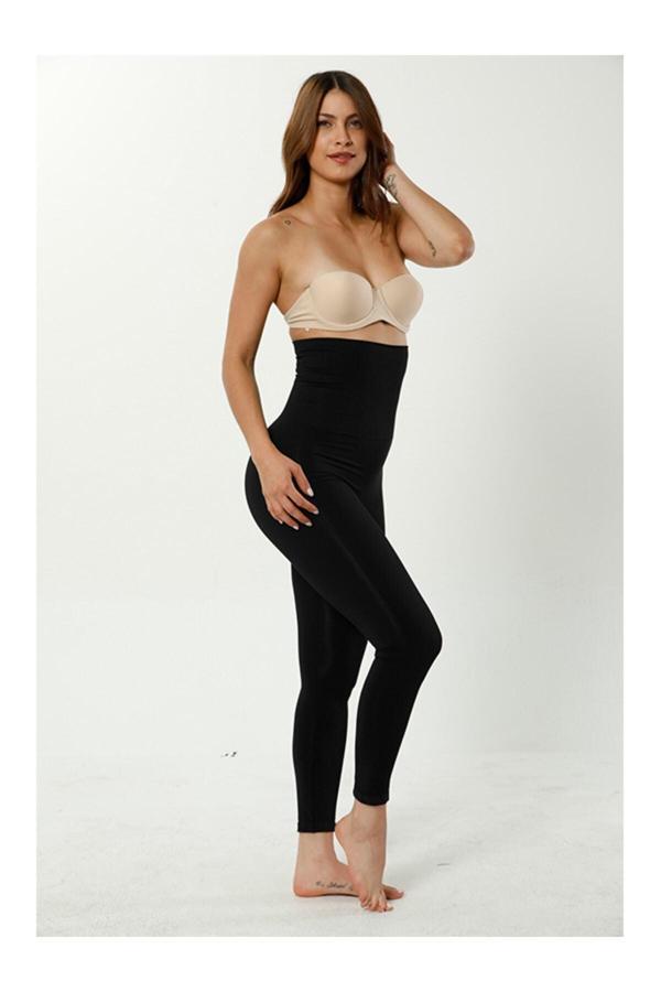 Momslab Kadın Siyah 2 Beden Küçülten Yüksek Bel Dikişsiz Korse Tayt Siyah M - Image 1