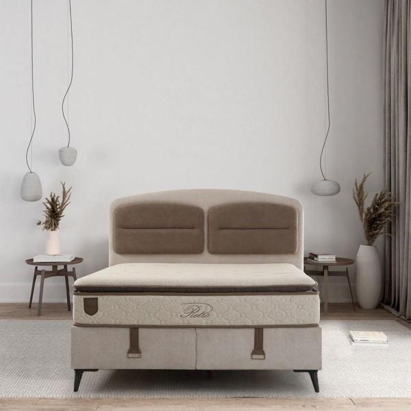 Retro Baza Başlık Yatak Seti - Siyah Ayak-Coco03 -Yastık Coco11 180x200 - Image 1