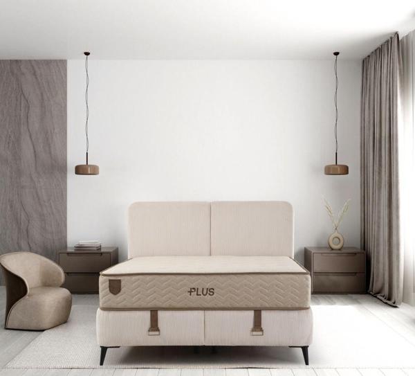 Plus Baza Başlık Yatak Seti Siyah Ayak - Pamira01 180x200 - Image 1