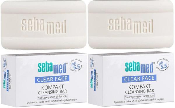 Sebamed Clear Face Kompakt Yüz Temizleme  Barı Sabun Sivilceye Yatkın Cilt 100GR (2 Li Set) - Image 1