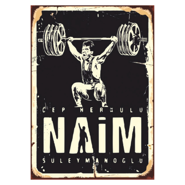 Naim Süleymanoğlu Cep Herkülü Temalı Ahşap Retro Poster Tablo - Image 1