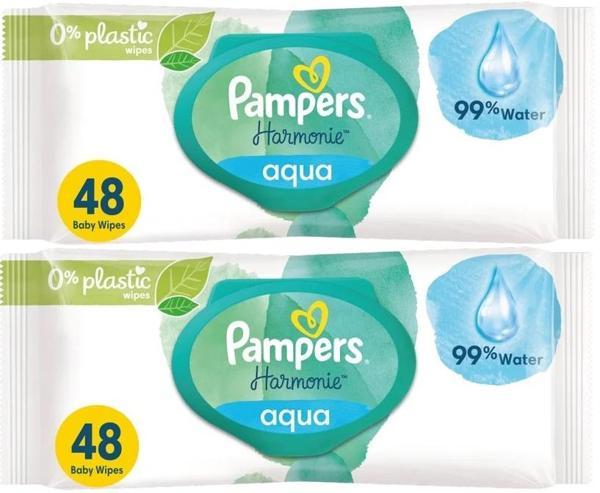Prima Pampers Harmonie Islak Havlu Mendil Aqua Pure 48 Yaprak 2 Li Set (96 Yaprak) Organik Pamuk - Image 1