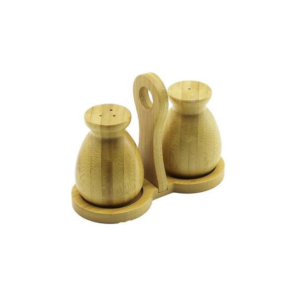 2 PCS - ŞİŞE MODELİ AHŞAP BAMBU TUZLUK - BAHARATLIK TUTACAKLI AHŞAP STAND (5365) - Image 1