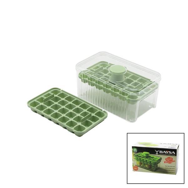 28+28=56LI KÜP ŞEKİL HAZNELİ=MİKA KRİSTAL BUZLUK 2İN1 KAPAK KULPU=KULP - KULPA BAS=BUZ DÜŞÜR (5365) - Image 1