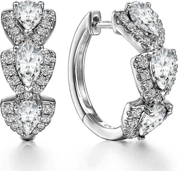 Brezza Lusso Zirconia Taşlı Diamond Stylish Night Halka Kadın Gümüş Küpe 17 MM - Image 1