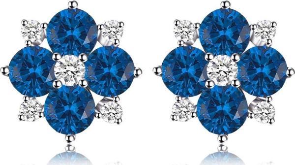 Brezza Lusso Safir Taşlı Elegant Stylish Night Kadın Gümüş Küpe - Image 1