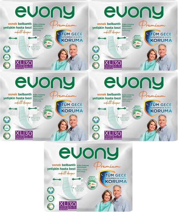 Evony Premium Hasta Bezi Yetişkin Bel Bantlı Tekstil Yüzey Ekstra Büyük (XL) 150 Adet - Image 1