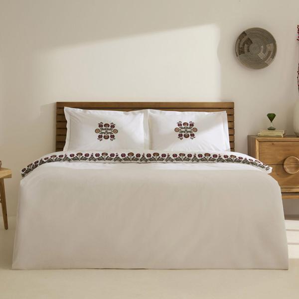 Karaca Home Nubea Nakışlı Çift Kişilik Nevresim Takımı Beyaz - Image 1