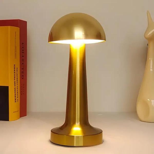 Forlife Dekoratif Şarjlı LED Mantar Masa Lambası Gold FL-8055 (5365) - Image 1