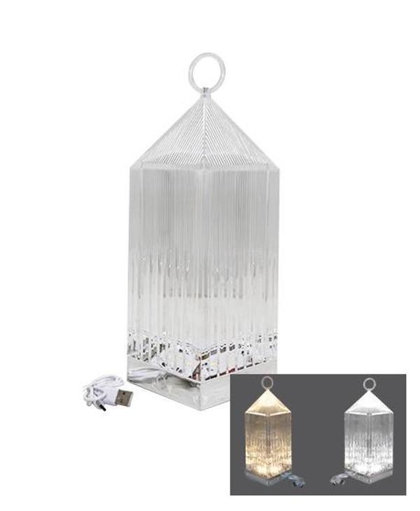 PİRAMİT KRİSTAL 3 RENK LED DOKUNMATİK USB ŞARJLI MASA LAMBASI (5365) - Image 1