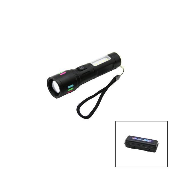 METAL GÖVDE 2IN1=ZOOM - RGB 9 LED EL FENERİ USB ŞARJLI MİNİ PLS.KUTULU (5365) - Image 1