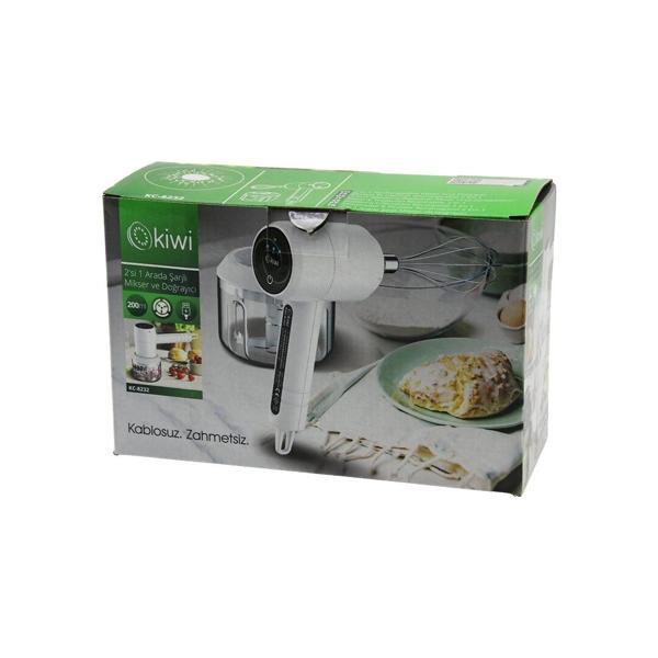 KİWİ KC-8232 2İN1 USB ŞARJLI MİKSER - DOĞRAYICI 20W200ML3-KADEME HIZ=IŞIKLI GÖSTERGE DC 5V / 1ALİ-İO - Image 1