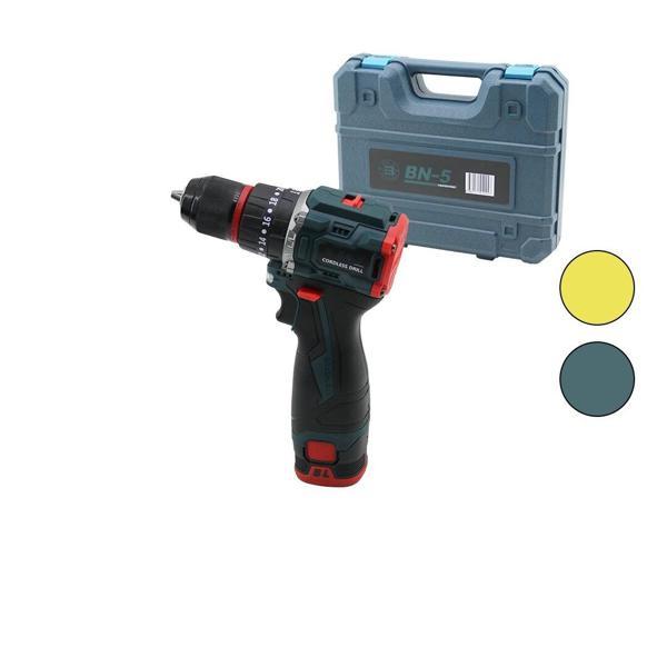 KÖMÜRSÜZ SARI VEYA  MAVİ RENK ŞARJLI DARBELİ MATKAP - UÇ SETİ 1550 RPM24V - 5.0 Ah2-BATARYA (5365) - Image 1