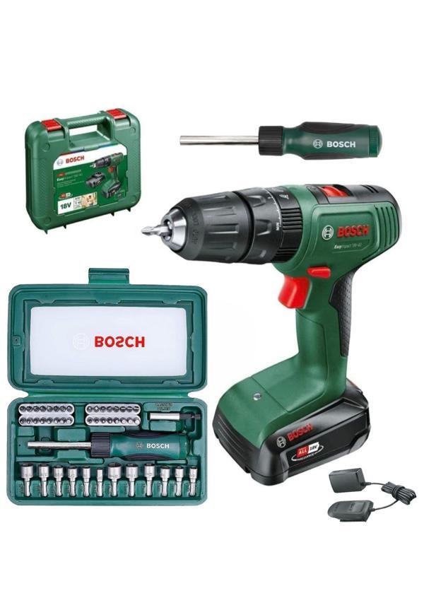 BOSCH Easyımpact 18V-40 Akülü Vidalama (TEK) Akü,46 Parça Cırcır Tornavida Vidalama Ucu ve Tornavida - Image 1