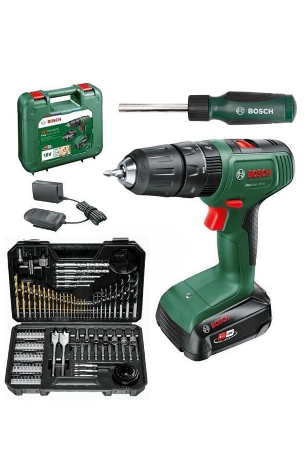 BOSCH Easyımpact 18v-40 Akülü Vidalama 2 Ah (TEK) Batarya,103 Parça Uç ve Aksesuar Seti ve Tornavida - Image 1