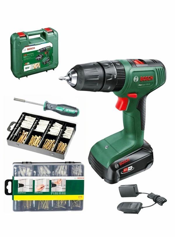 BOSCH Easyımpact 18V-40 Akülü Vidalama 2 AH (TEK) Batarya, 173 Parça Uç Aksesuar Seti ve Tornavida - Image 1