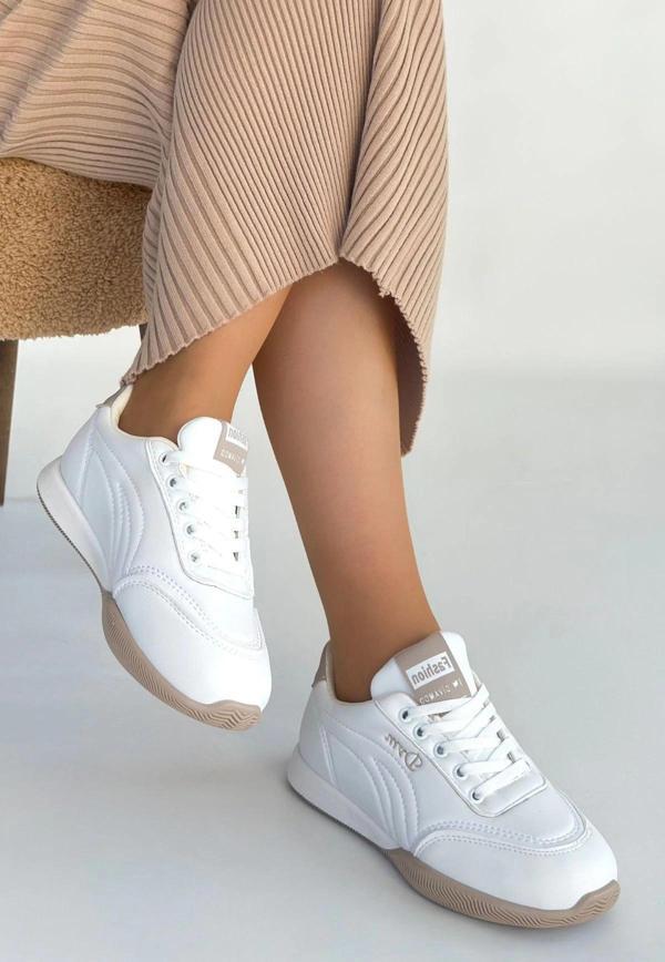 BİÇOMİ Tawen Beyaz Cilt Bağcıklı Spor Ayakkabı - Image 1