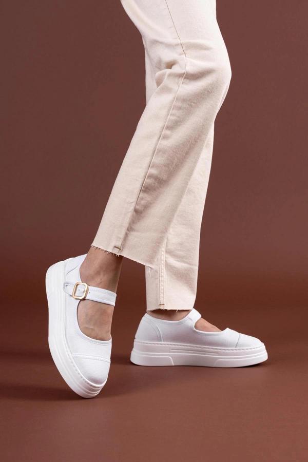 BİÇOMİ Lunni Beyaz Keten Spor Ayakkabı - Image 1