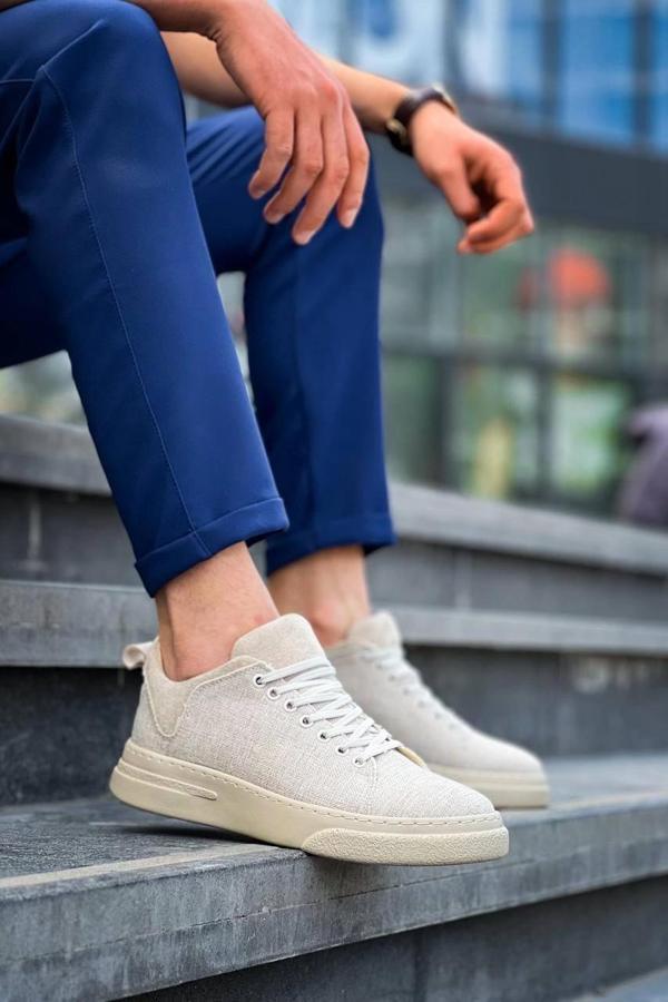 BİÇOMİ KB-X204 Kuback Bej Keten Bej Yüksek Taban Günlük Erkek Spor Ayakkabı - Image 1