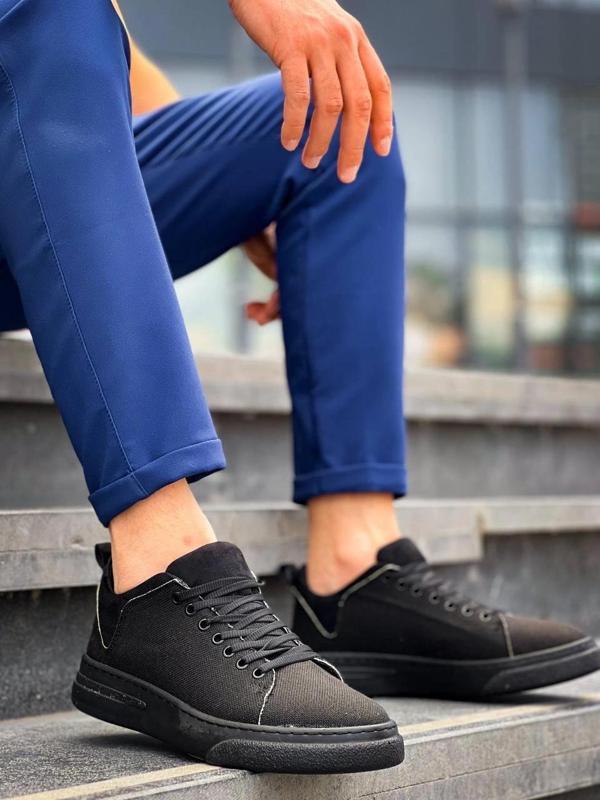 BİÇOMİ KB-X204 Kuback Siyah Keten Siyah Yüksek Taban Günlük Erkek Spor Ayakkabı - Image 1