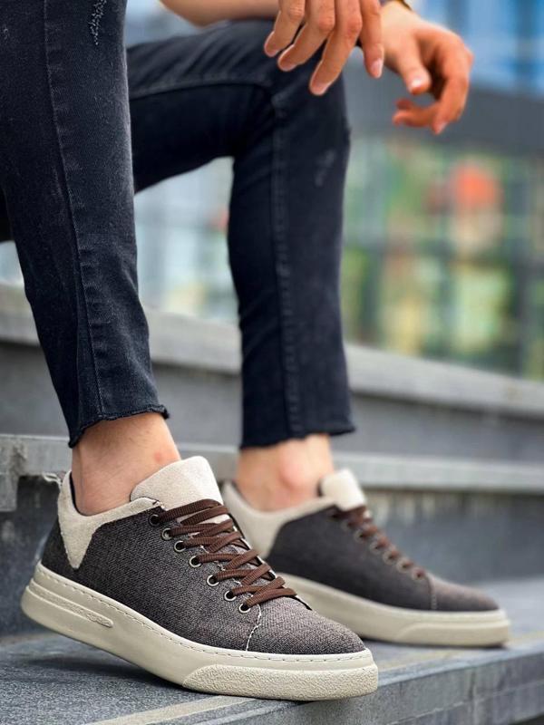 BİÇOMİ KB-X204 Kuback Taba Bej Keten Bej Yüksek Taban Günlük Erkek Spor Ayakkabı - Image 1