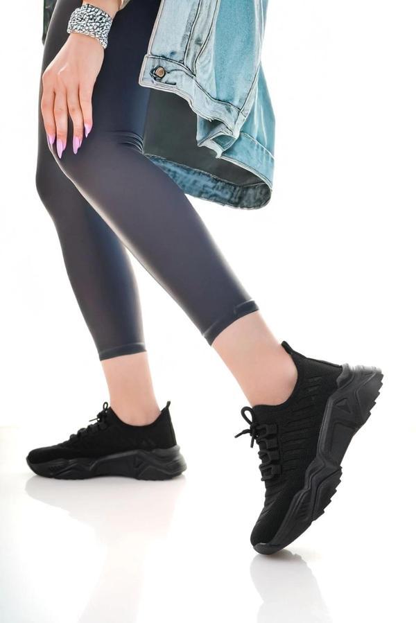 BİÇOMİ Ante Siyah Triko Bağcıklı Spor Ayakkabı - Image 1