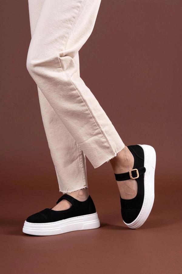 BİÇOMİ Lunni Siyah Keten Spor Ayakkabı - Image 1