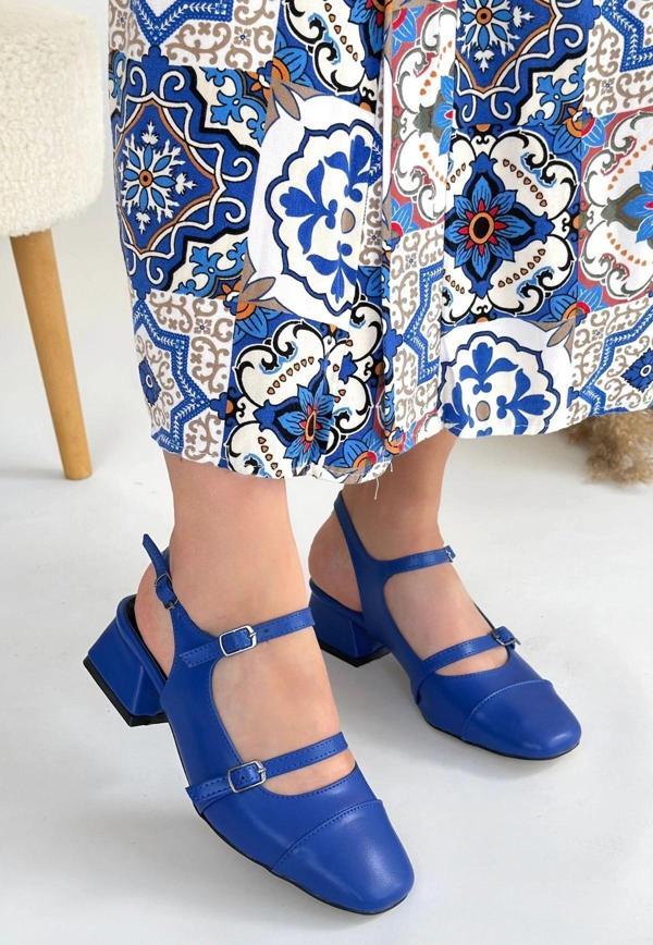 BİÇOMİ Doran Mavi Cilt Topuklu Ayakkabı - Image 1