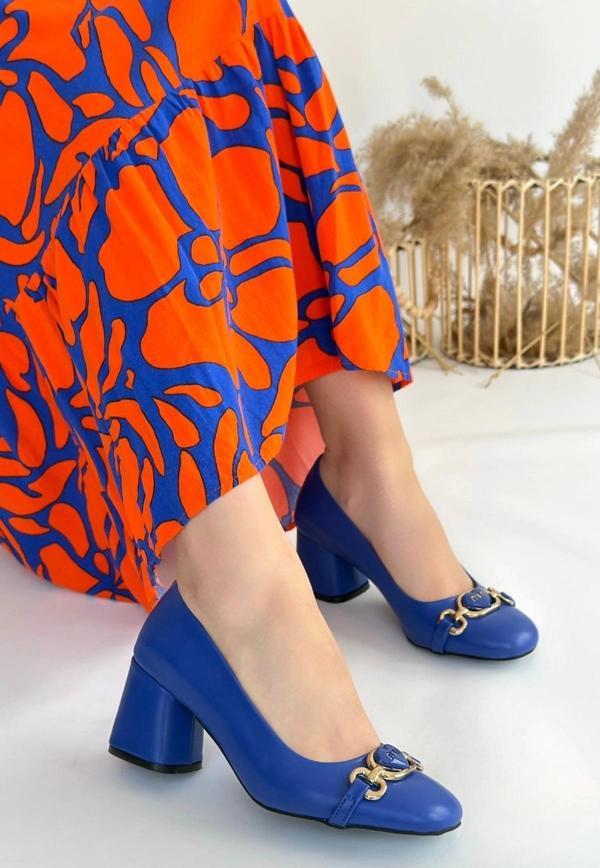 BİÇOMİ Lucky Mavi Cilt Topuklu Ayakkabı - Image 1