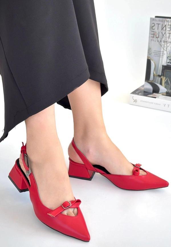 BİÇOMİ Rewat Kırmızı Cilt Topuklu Ayakkabı - Image 1