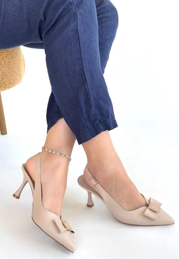 BİÇOMİ Leyya Bej Cilt Topuklu Ayakkabı - Image 1