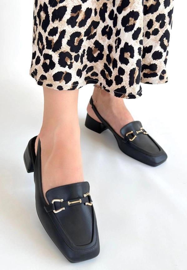 BİÇOMİ Joone Siyah Cilt Topuklu Ayakkabı - Image 1